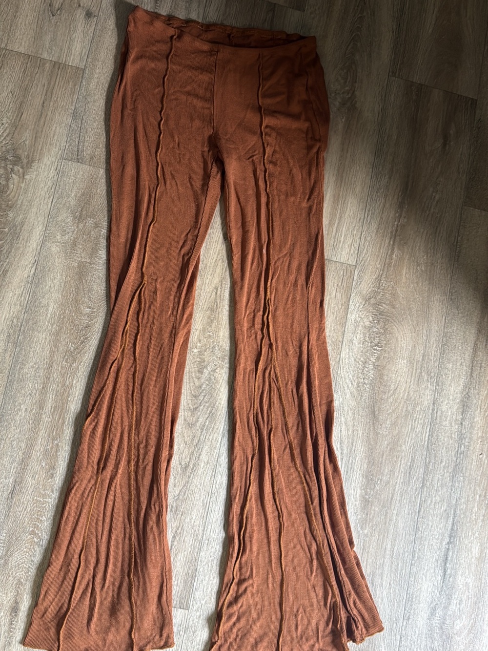 Women's Rust Flare Pants - Lightweight Ribbed Knit